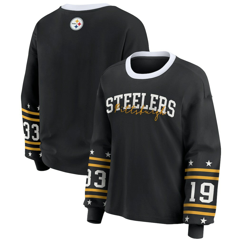 Pittsburgh Steelers WEAR by Erin Andrews Women's Sport Long-Sleeve T-Shirt - Black sale
