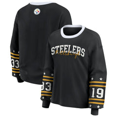 Pittsburgh Steelers WEAR by Erin Andrews Women's Sport Long-Sleeve T-Shirt - Black sale