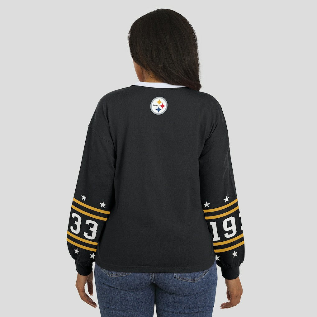 Pittsburgh Steelers WEAR by Erin Andrews Women's Sport Long-Sleeve T-Shirt - Black sale