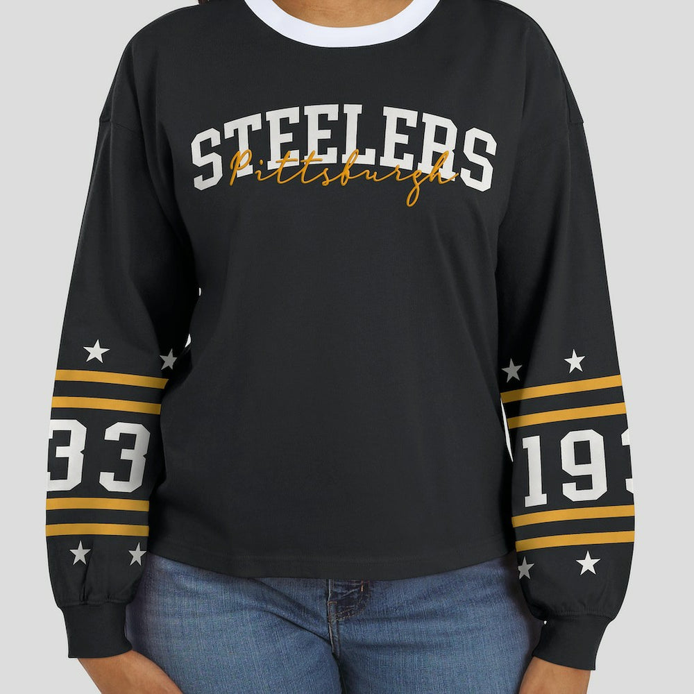Pittsburgh Steelers WEAR by Erin Andrews Women's Sport Long-Sleeve T-Shirt - Black sale