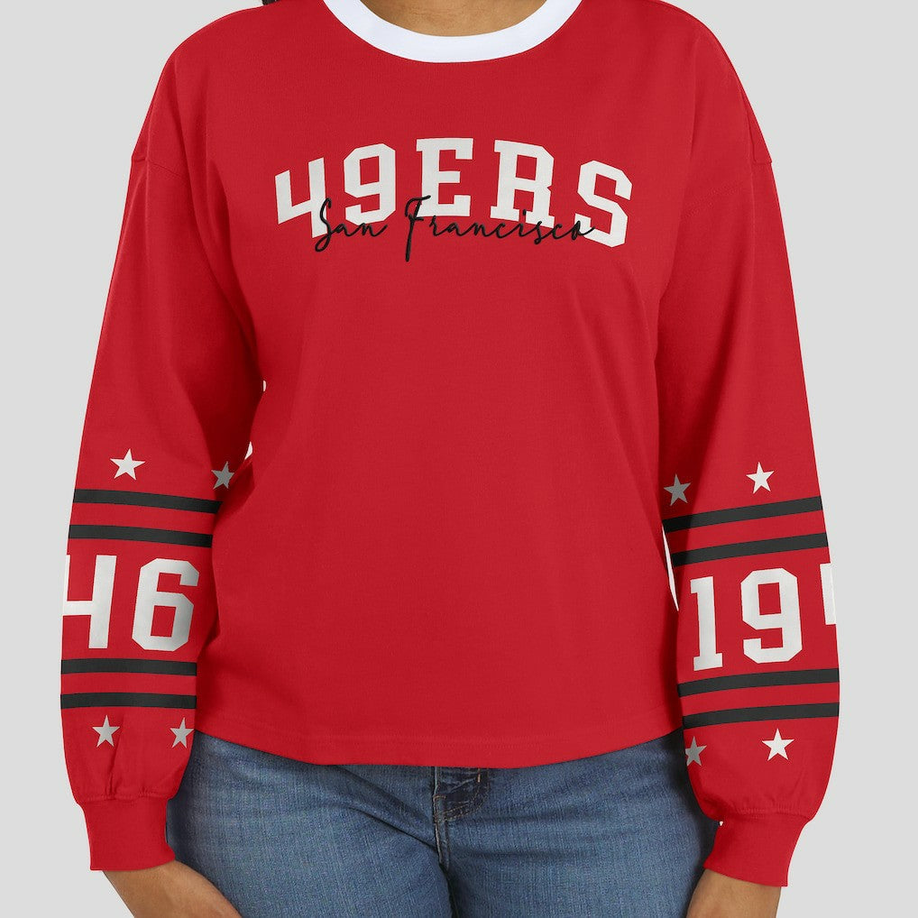 San Francisco 49ers WEAR by Erin Andrews Women's Sport Long-Sleeve T-Shirt - Scarlet outlet