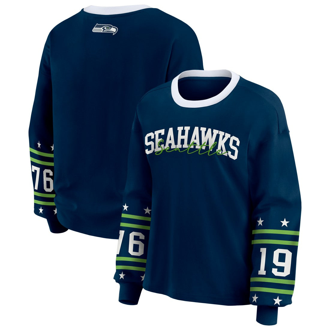 Seattle Seahawks WEAR by Erin Andrews Women's Sport Long-Sleeve T-Shirt - College Navy sale