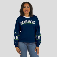 Seattle Seahawks WEAR by Erin Andrews Women's Sport Long-Sleeve T-Shirt - College Navy sale