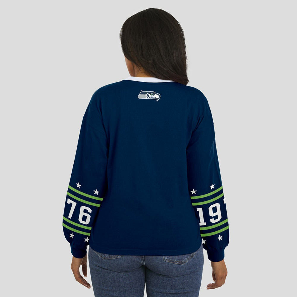 Seattle Seahawks WEAR by Erin Andrews Women's Sport Long-Sleeve T-Shirt - College Navy sale