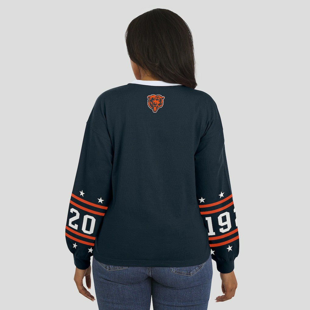 Chicago Bears WEAR by Erin Andrews Women's Sport Long-Sleeve T-Shirt - Navy for sale