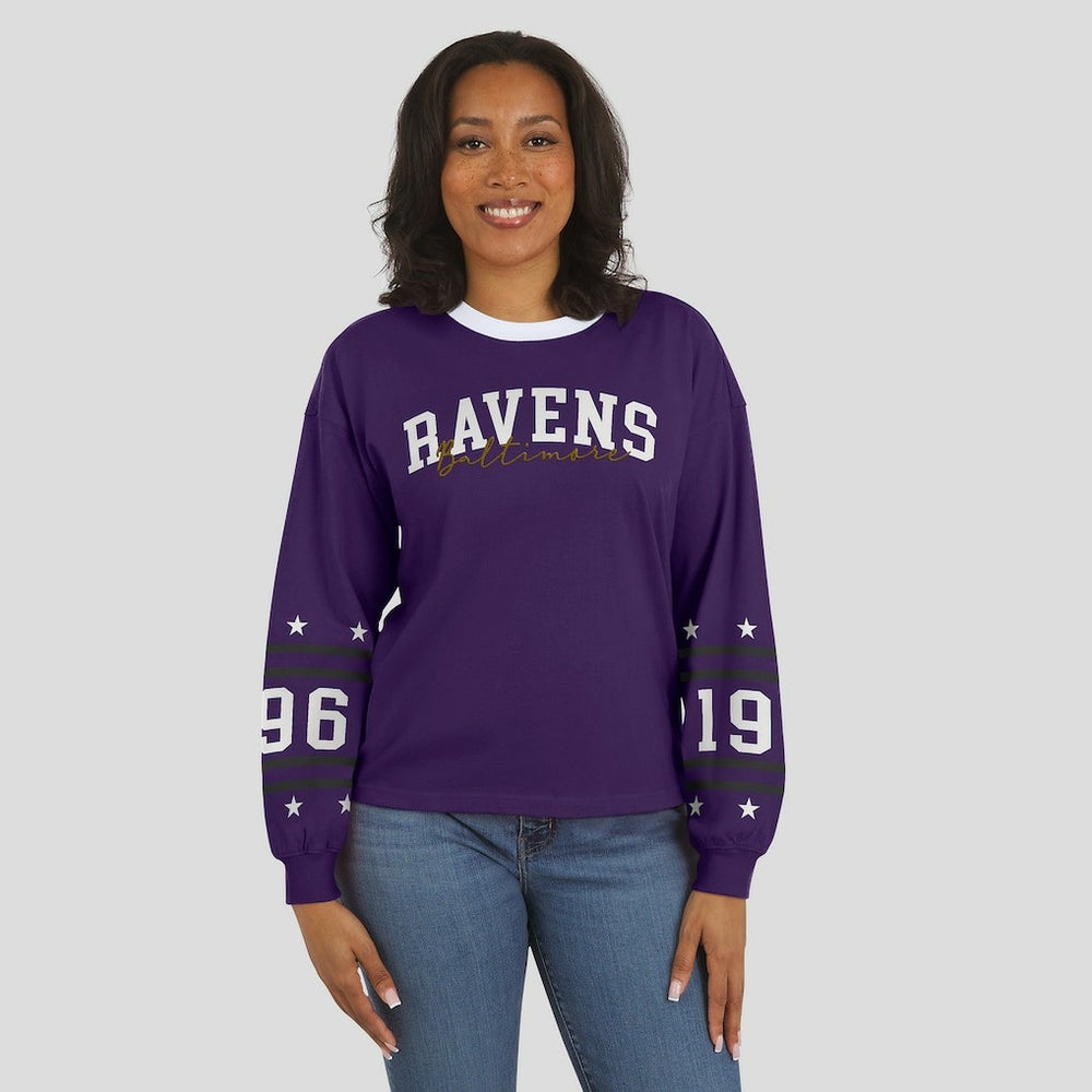 Baltimore Ravens WEAR by Erin Andrews Women's Sport Long-Sleeve T-Shirt - Purple cheap