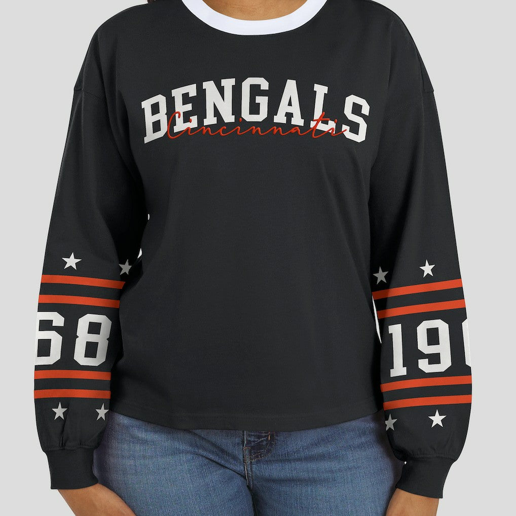 Cincinnati Bengals WEAR by Erin Andrews Women's Sport Long-Sleeve T-Shirt - Black sale