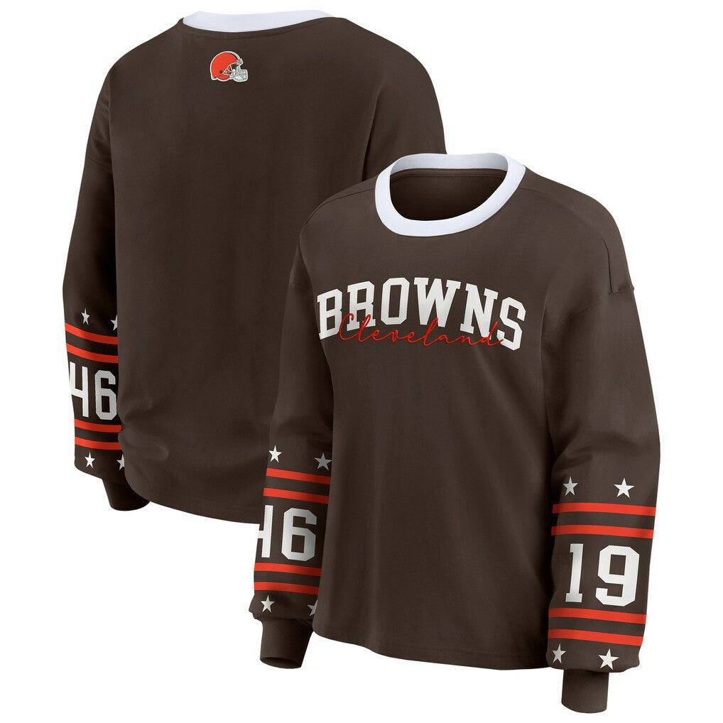 Cleveland Browns WEAR by Erin Andrews Women's Sport Long-Sleeve T-Shirt - Brown online