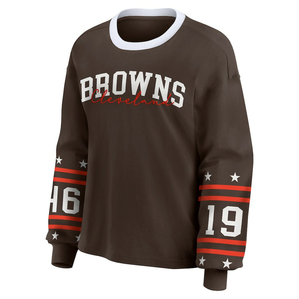Cleveland Browns WEAR by Erin Andrews Women's Sport Long-Sleeve T-Shirt - Brown online