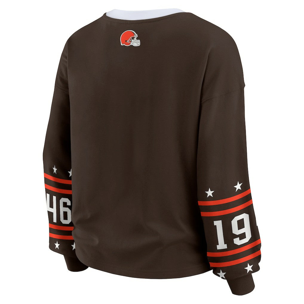 Cleveland Browns WEAR by Erin Andrews Women's Sport Long-Sleeve T-Shirt - Brown online