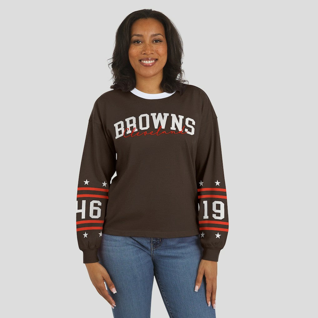 Cleveland Browns WEAR by Erin Andrews Women's Sport Long-Sleeve T-Shirt - Brown online