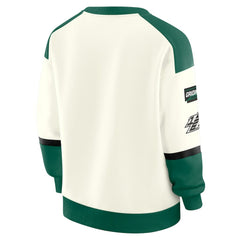 New York Jets WEAR by Erin Andrews Women's Racing Crew V-Neck Sweatshirt - Cream sale