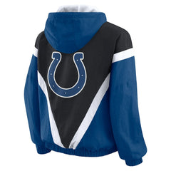 Indianapolis Colts WEAR by Erin Andrews Women's Plus Size Retro Crinkle Full-Zip Hoodie Windbreaker Jacket - Black/Royal cheap