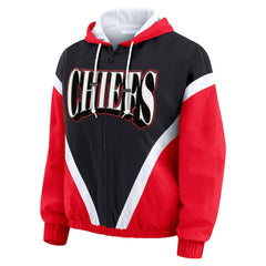Kansas City Chiefs WEAR by Erin Andrews Women's Plus Size Retro Crinkle Full-Zip Hoodie Windbreaker Jacket - Red/Black outlet