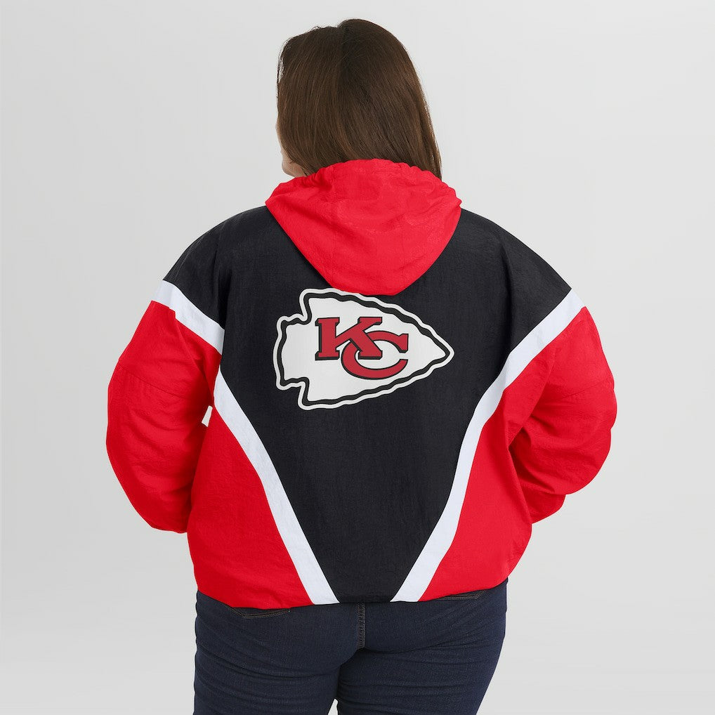 Kansas City Chiefs WEAR by Erin Andrews Women's Plus Size Retro Crinkle Full-Zip Hoodie Windbreaker Jacket - Red/Black outlet