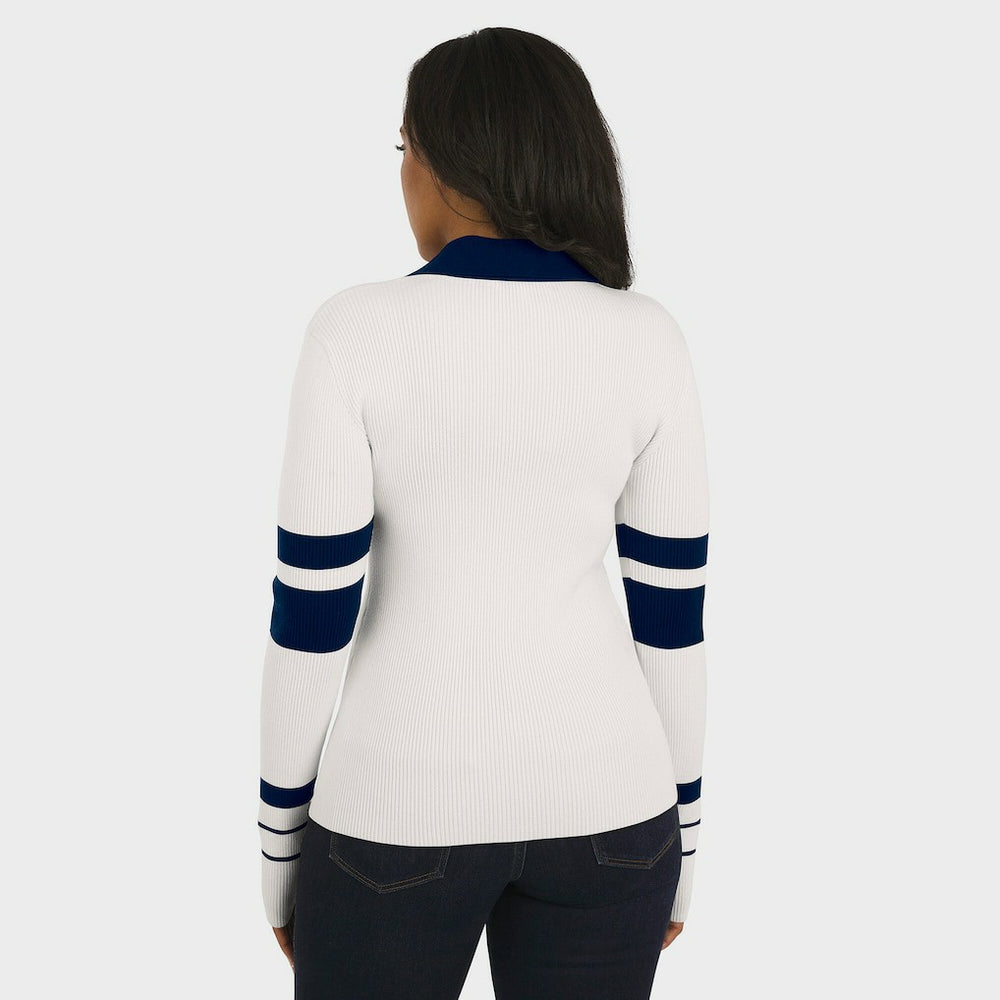 Seattle Seahawks WEAR by Erin Andrews Women's Ribbed Henley Polo Sweater - White discount