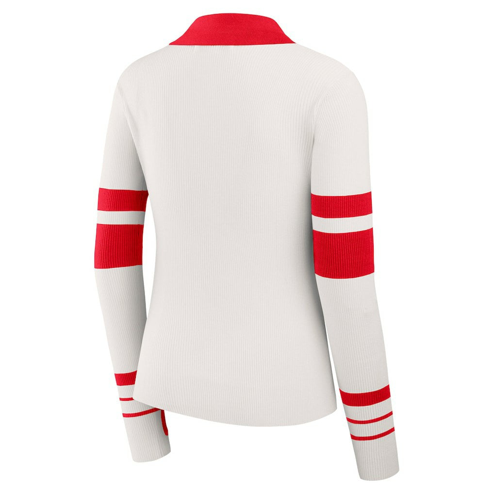 Kansas City Chiefs WEAR by Erin Andrews Women's Ribbed Henley Polo Sweater - White cheap