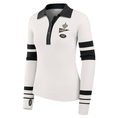 New Orleans Saints WEAR by Erin Andrews Women's Ribbed Henley Polo Sweater - White outlet