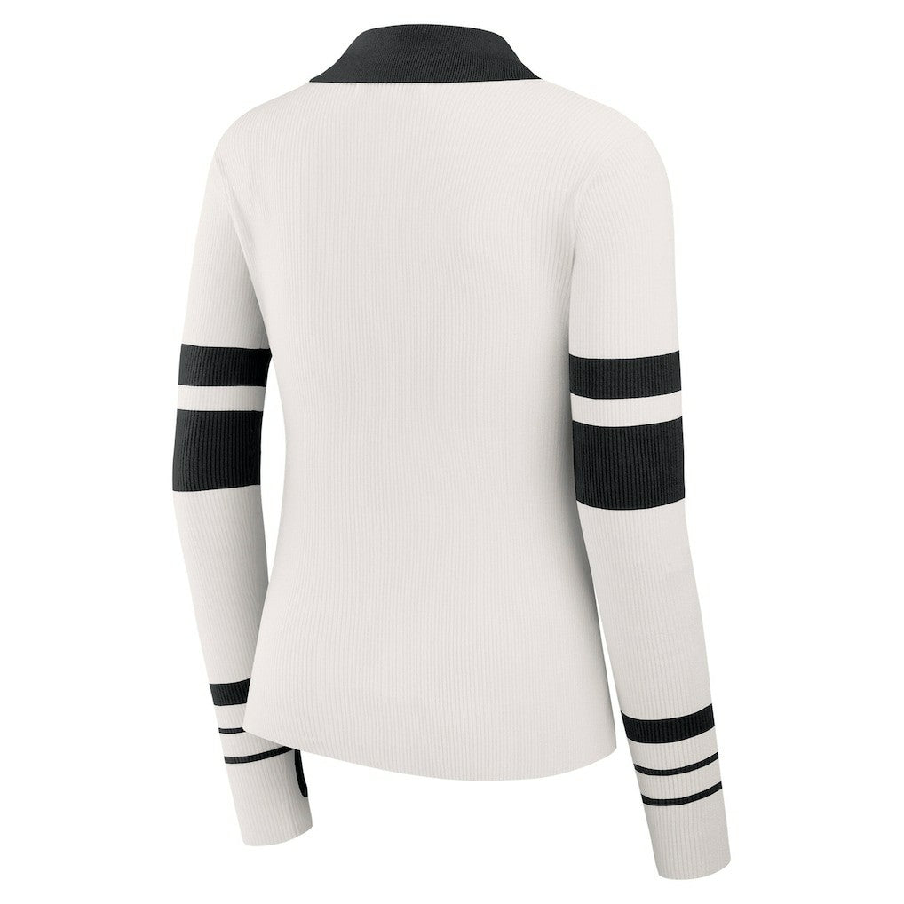 New Orleans Saints WEAR by Erin Andrews Women's Ribbed Henley Polo Sweater - White outlet