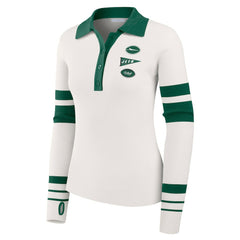 New York Jets WEAR by Erin Andrews Women's Ribbed Henley Polo Sweater - White on sale
