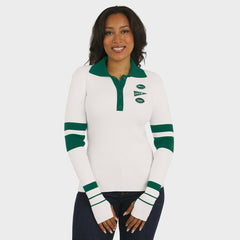 New York Jets WEAR by Erin Andrews Women's Ribbed Henley Polo Sweater - White on sale