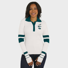 Philadelphia Eagles WEAR by Erin Andrews Women's Ribbed Henley Polo Sweater - White for sale