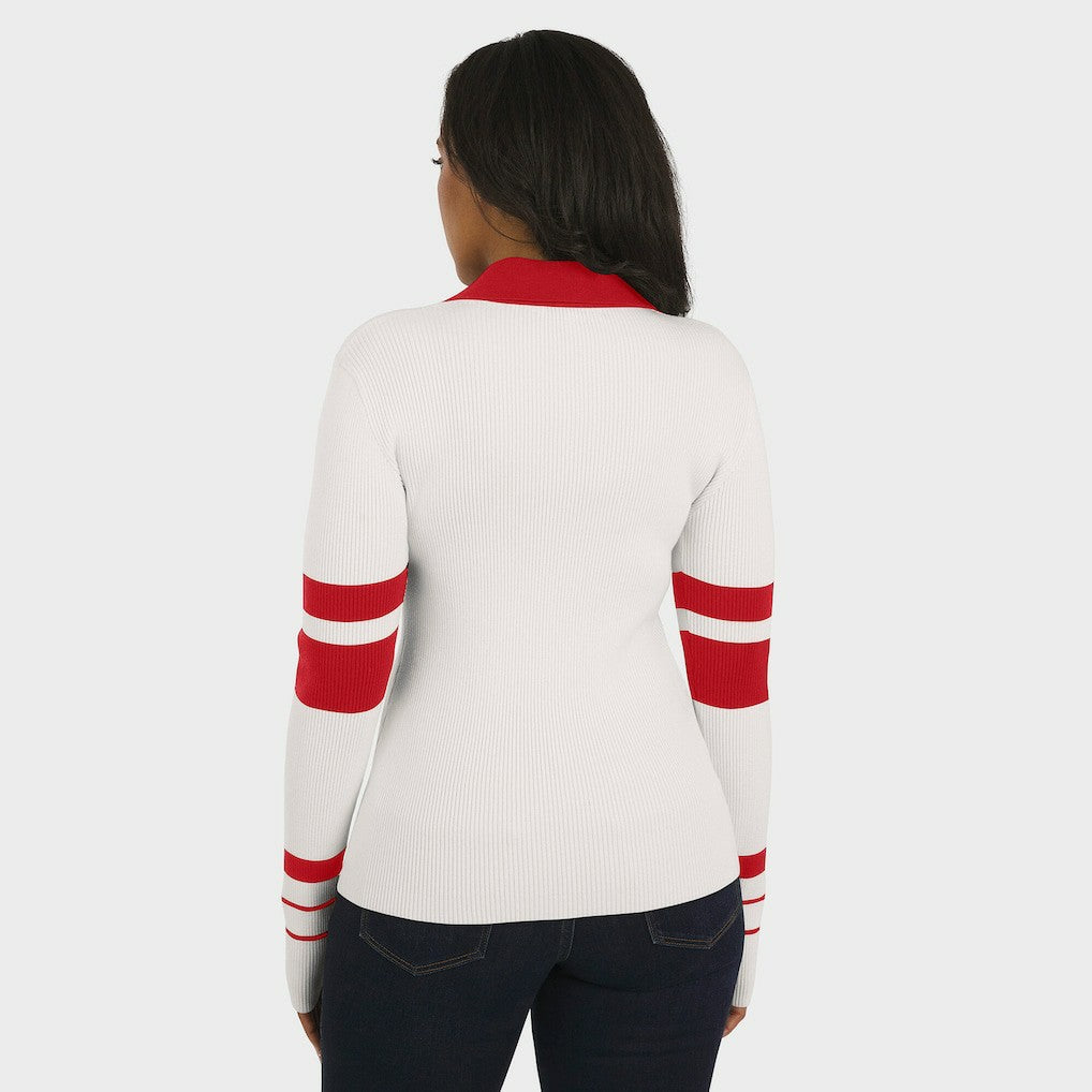 San Francisco 49ers WEAR by Erin Andrews Women's Ribbed Henley Polo Sweater - White online