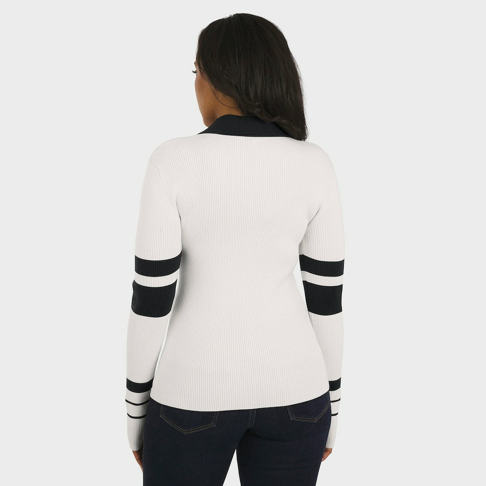 Cincinnati Bengals WEAR by Erin Andrews Women's Ribbed Henley Polo Sweater - White sale