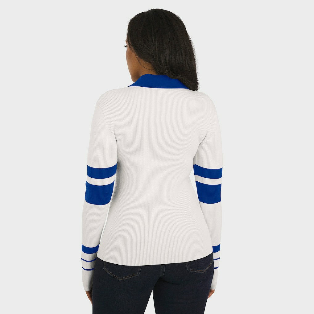 Buffalo Bills WEAR by Erin Andrews Women's Ribbed Henley Polo Sweater - White online