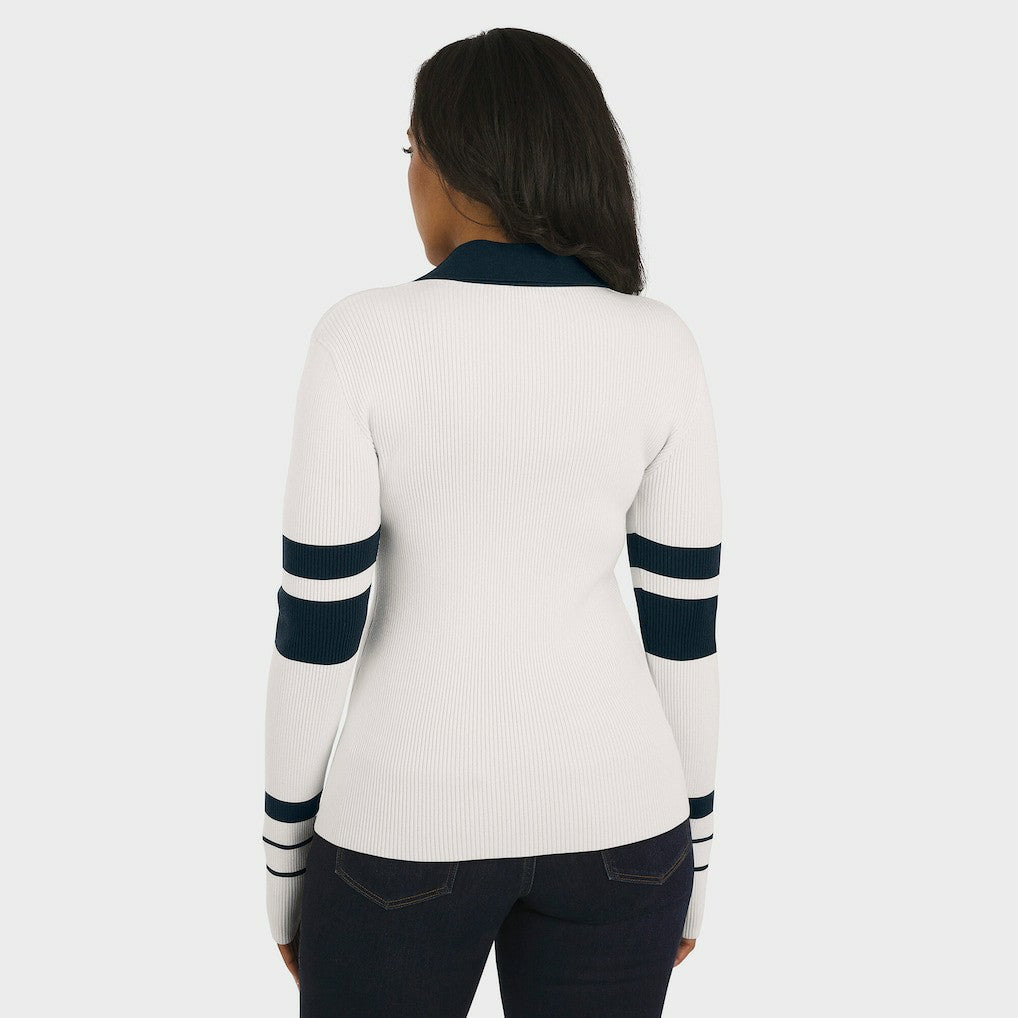 Chicago Bears WEAR by Erin Andrews Women's Ribbed Henley Polo Sweater - White outlet