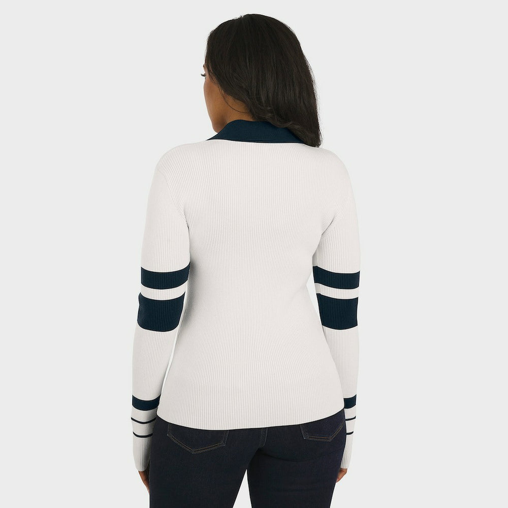 Chicago Bears WEAR by Erin Andrews Women's Ribbed Henley Polo Sweater - White outlet
