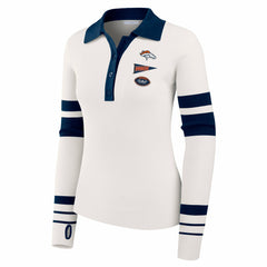 Denver Broncos WEAR by Erin Andrews Women's Ribbed Henley Polo Sweater - White cheap
