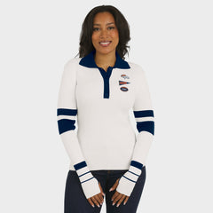 Denver Broncos WEAR by Erin Andrews Women's Ribbed Henley Polo Sweater - White cheap