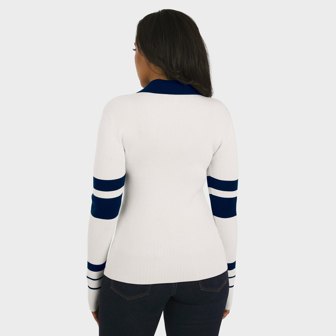 Denver Broncos WEAR by Erin Andrews Women's Ribbed Henley Polo Sweater - White cheap