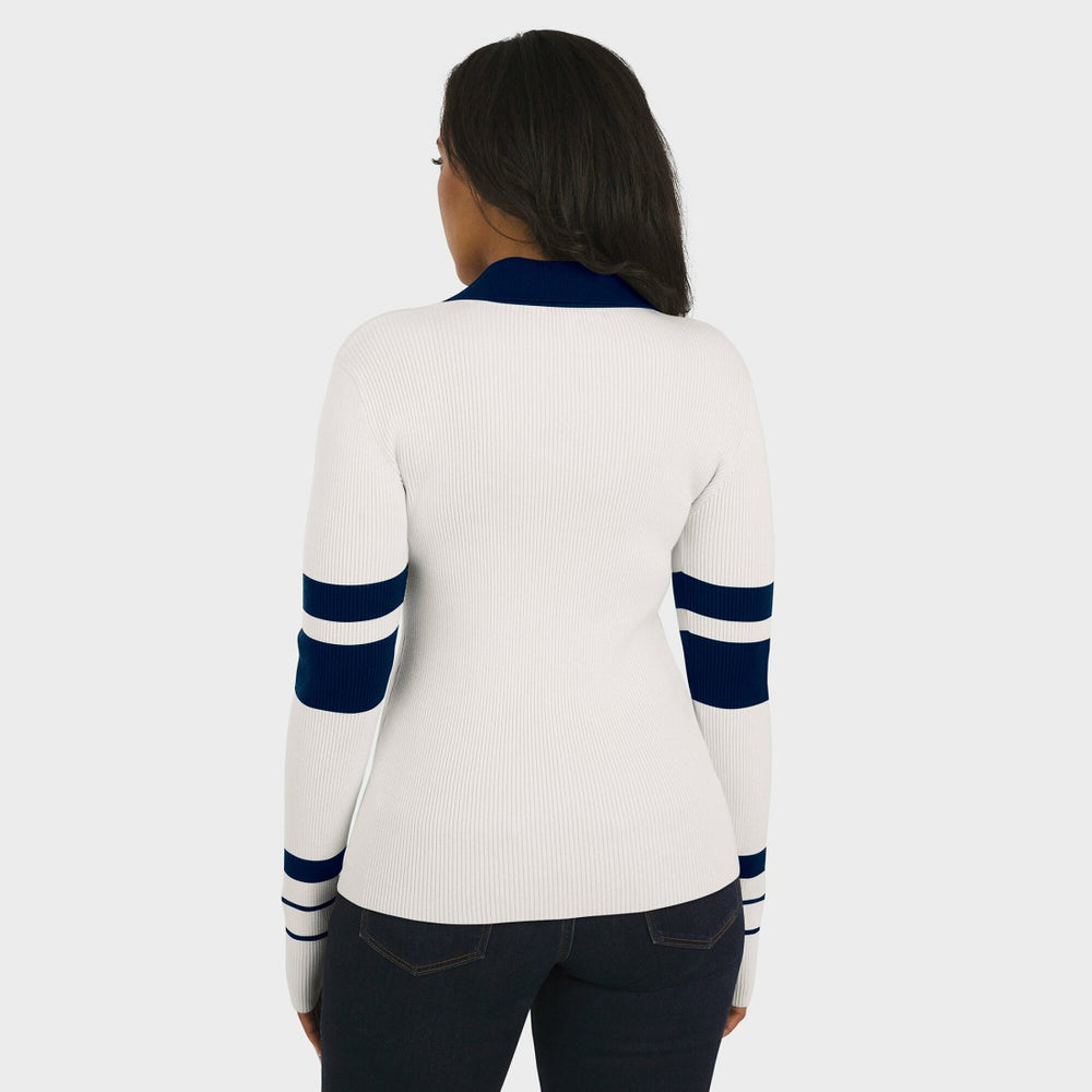 Denver Broncos WEAR by Erin Andrews Women's Ribbed Henley Polo Sweater - White cheap