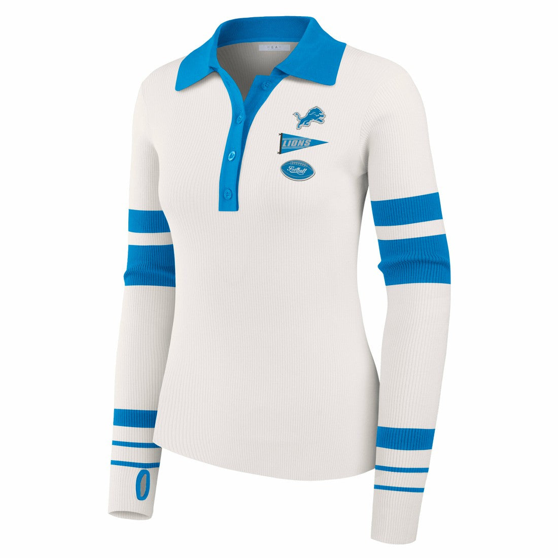 Detroit Lions WEAR by Erin Andrews Women's Ribbed Henley Polo Sweater - White online