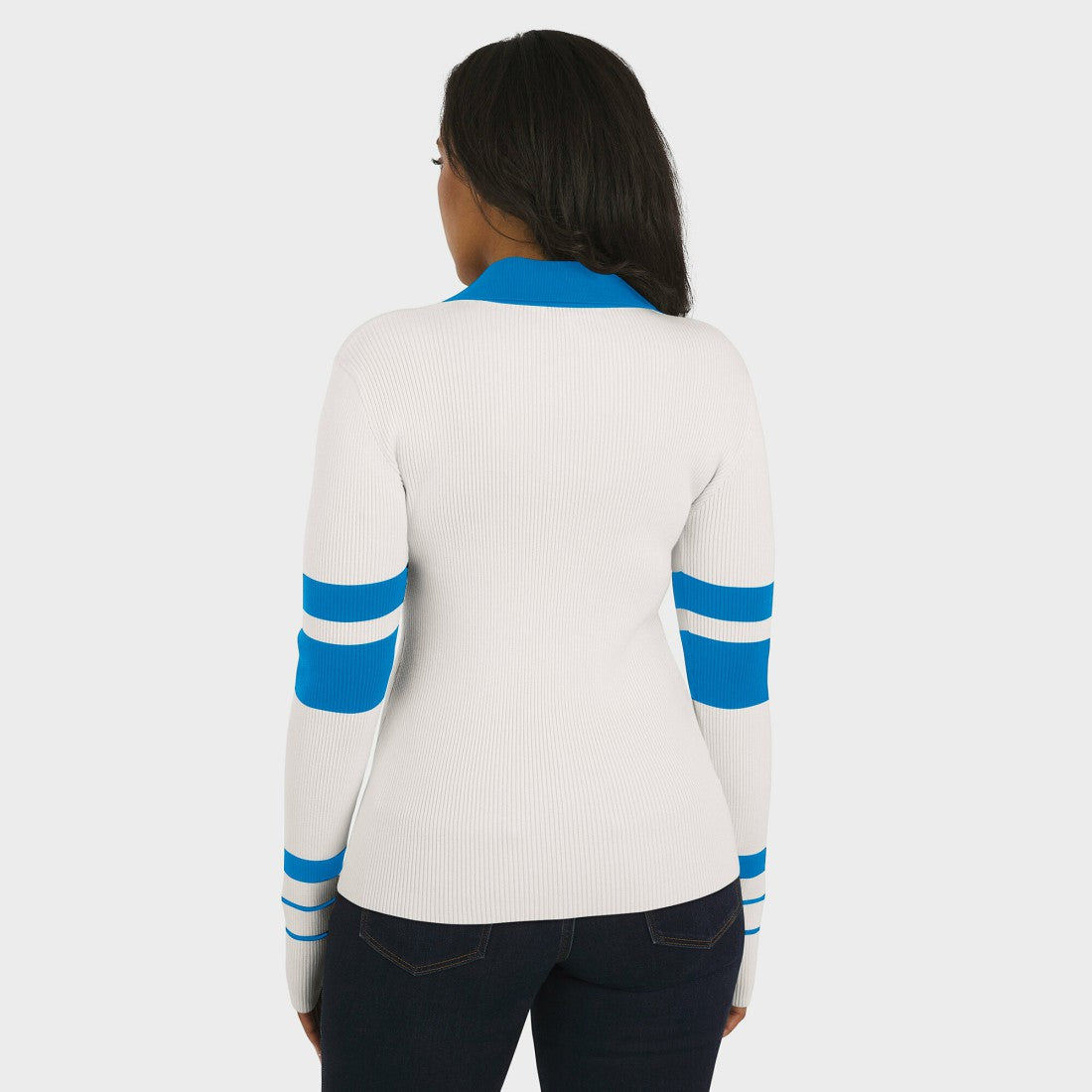 Detroit Lions WEAR by Erin Andrews Women's Ribbed Henley Polo Sweater - White online