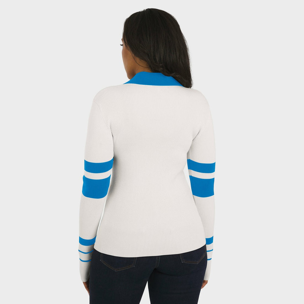 Detroit Lions WEAR by Erin Andrews Women's Ribbed Henley Polo Sweater - White online