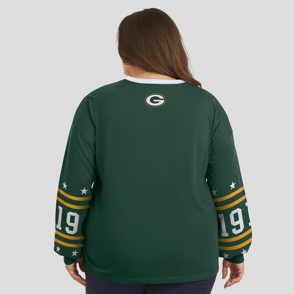 Green Bay Packers WEAR by Erin Andrews Women's Plus Size Sport Long-Sleeve T-Shirt - Green discount