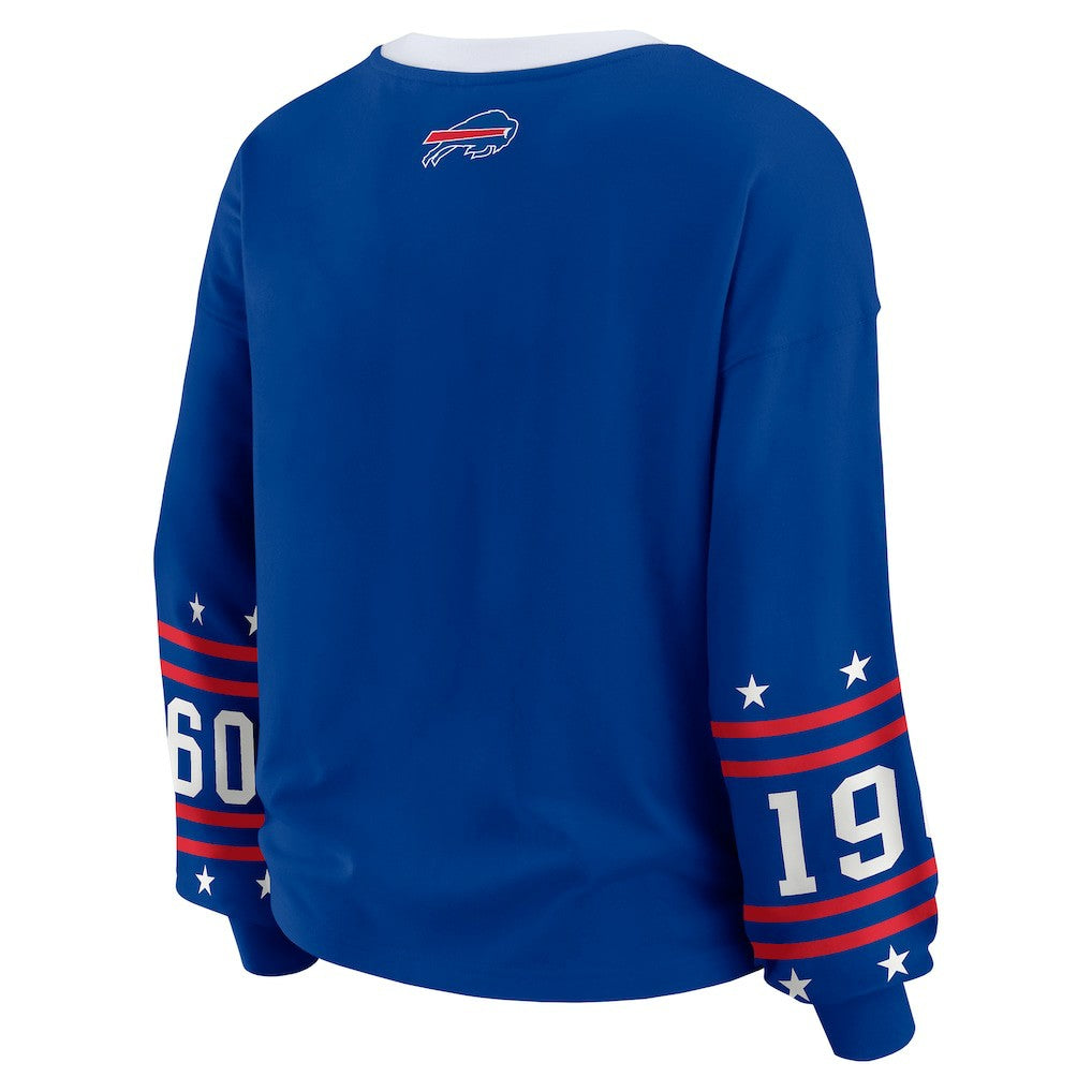 Buffalo Bills WEAR by Erin Andrews Women's Plus Size Sport Long-Sleeve T-Shirt - Royal outlet
