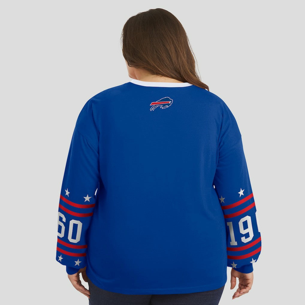Buffalo Bills WEAR by Erin Andrews Women's Plus Size Sport Long-Sleeve T-Shirt - Royal outlet
