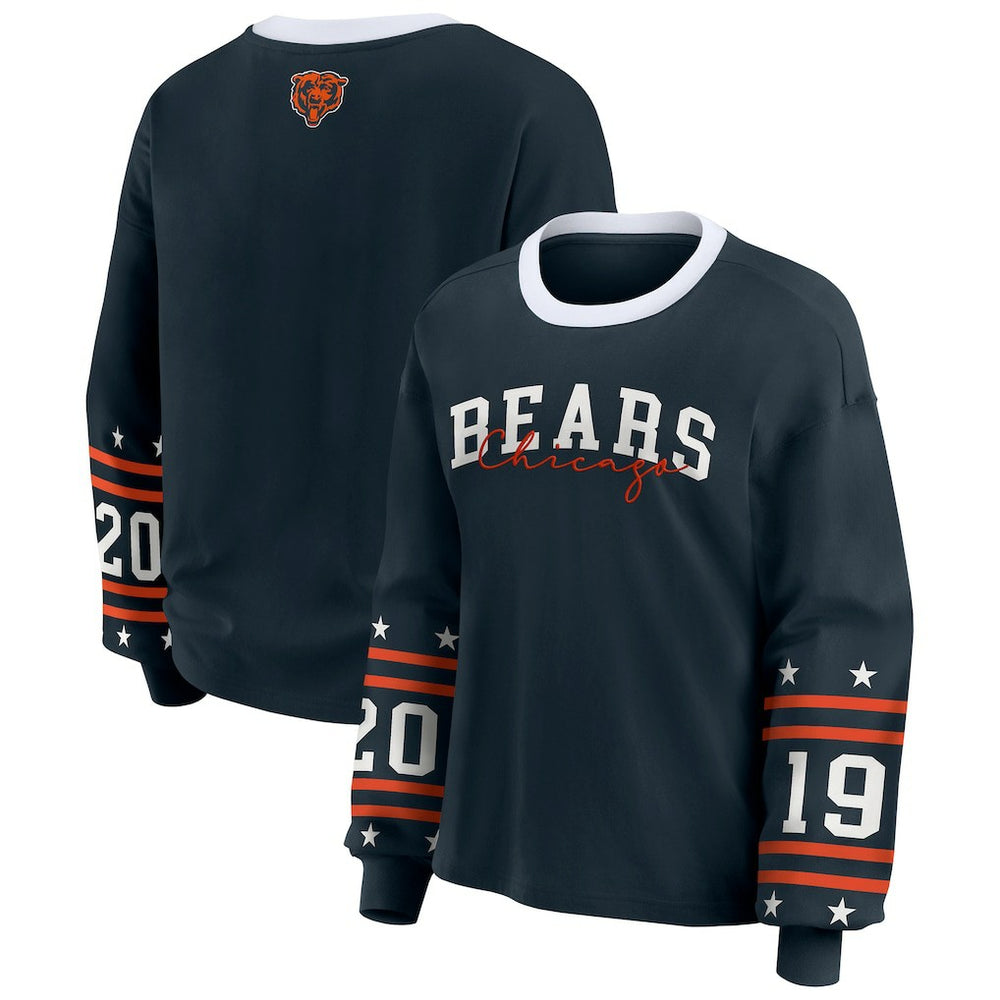 Chicago Bears WEAR by Erin Andrews Women's Plus Size Sport Long-Sleeve T-Shirt - Navy on sale