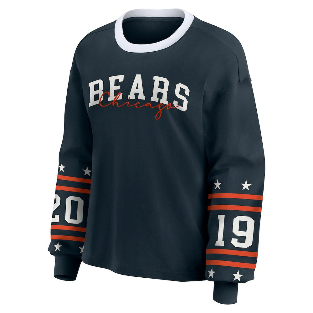 Chicago Bears WEAR by Erin Andrews Women's Plus Size Sport Long-Sleeve T-Shirt - Navy on sale