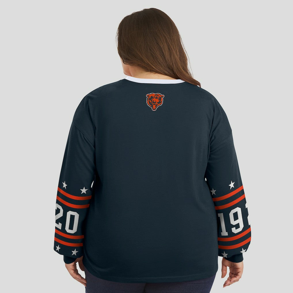 Chicago Bears WEAR by Erin Andrews Women's Plus Size Sport Long-Sleeve T-Shirt - Navy on sale