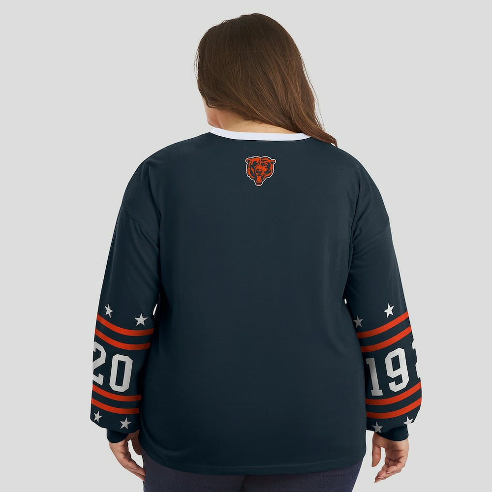 Chicago Bears WEAR by Erin Andrews Women's Plus Size Sport Long-Sleeve T-Shirt - Navy on sale