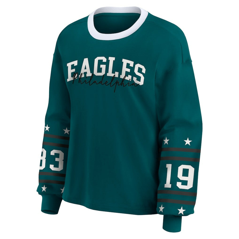 Philadelphia Eagles WEAR by Erin Andrews Women's Plus Size Sport Long-Sleeve T-Shirt - Midnight Green sale