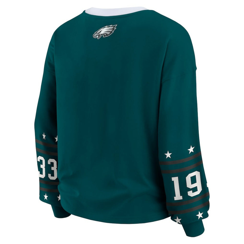 Philadelphia Eagles WEAR by Erin Andrews Women's Plus Size Sport Long-Sleeve T-Shirt - Midnight Green sale