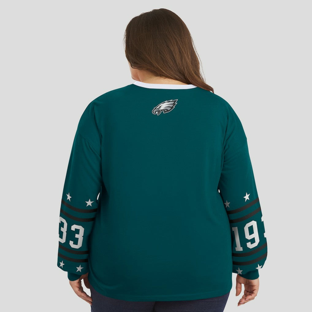 Philadelphia Eagles WEAR by Erin Andrews Women's Plus Size Sport Long-Sleeve T-Shirt - Midnight Green sale