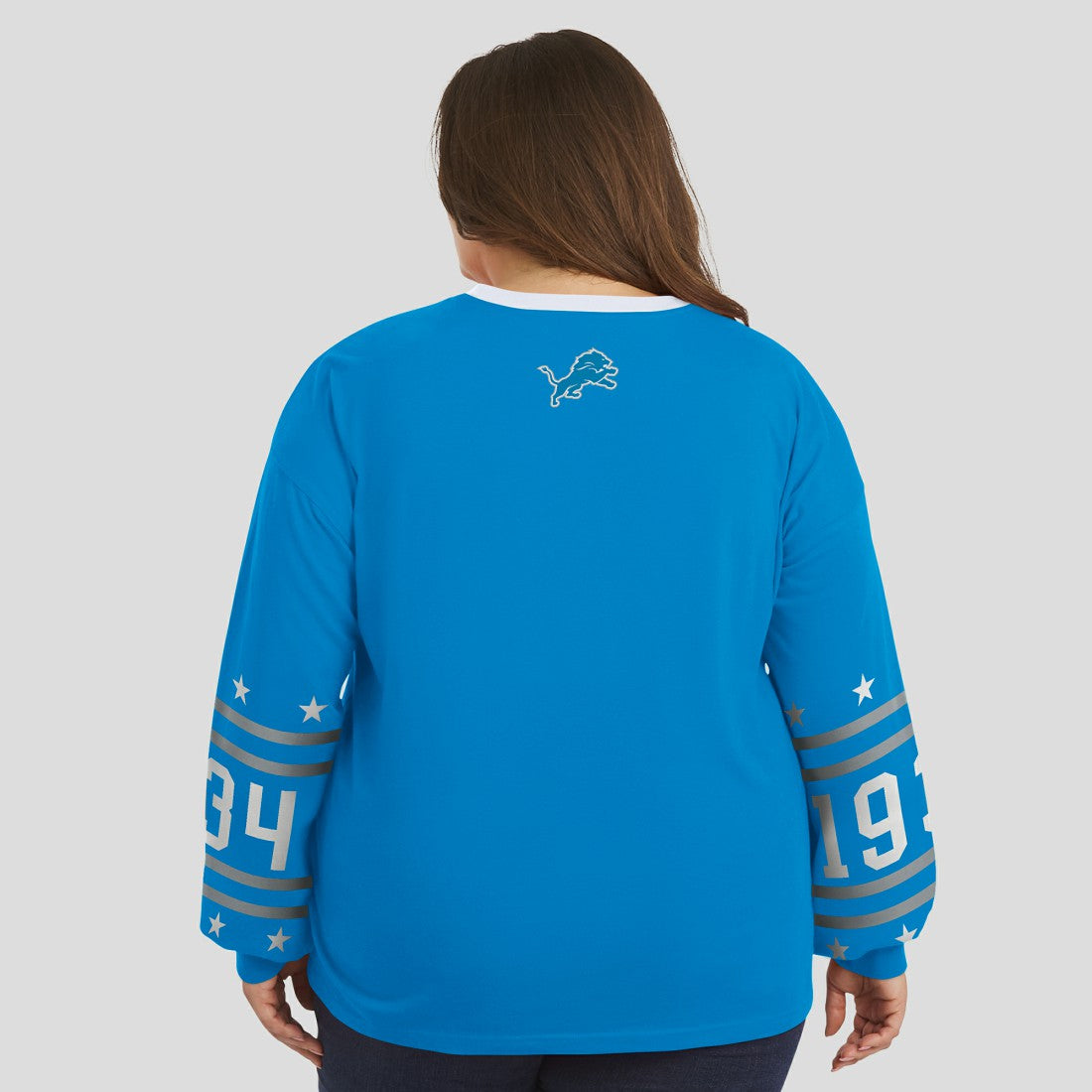 Detroit Lions WEAR by Erin Andrews Women's Plus Size Sport Long-Sleeve T-Shirt - Blue online