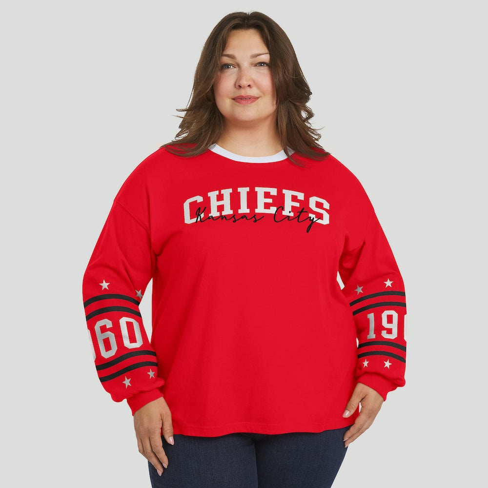 Kansas City Chiefs WEAR by Erin Andrews Women's Plus Size Sport Long-Sleeve T-Shirt - Red sale